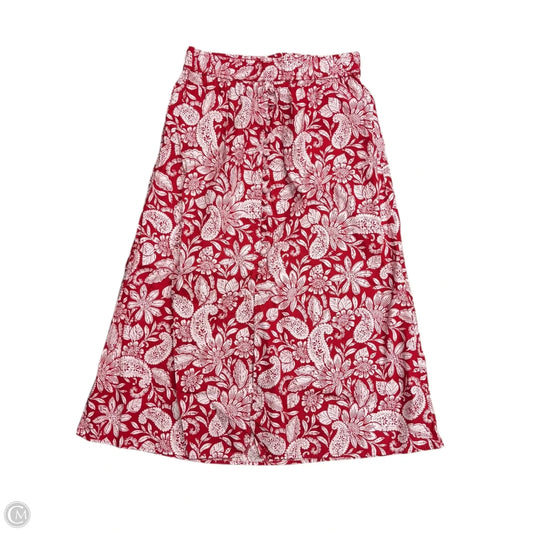 Skirt Midi By Loft In Red & White, Size: 2