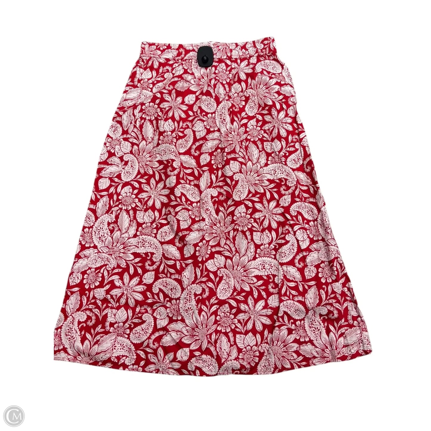 Skirt Midi By Loft In Red & White, Size: 2