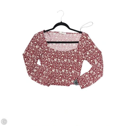 Top Long Sleeve By Lush In Red & White, Size: M