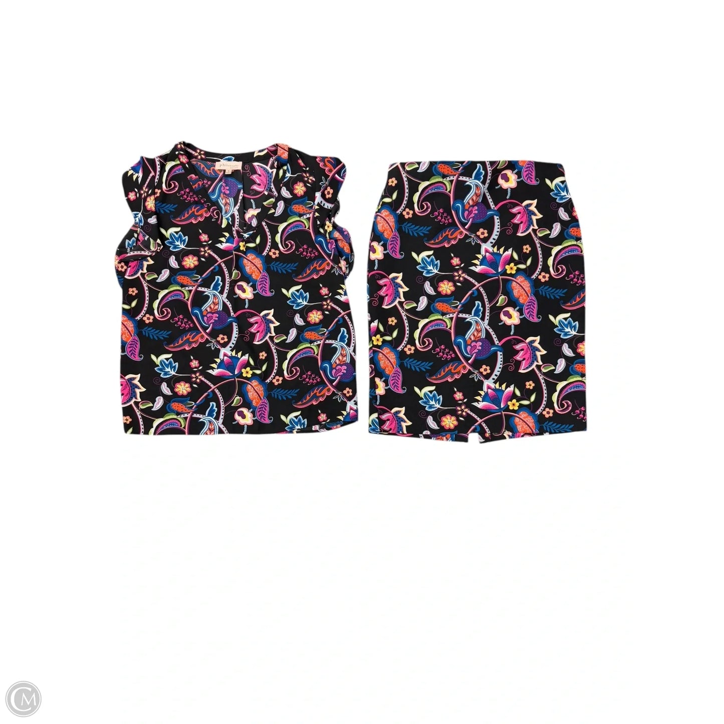Skirt Set 2pc By Philosophy In Black & Pink, Size: 10