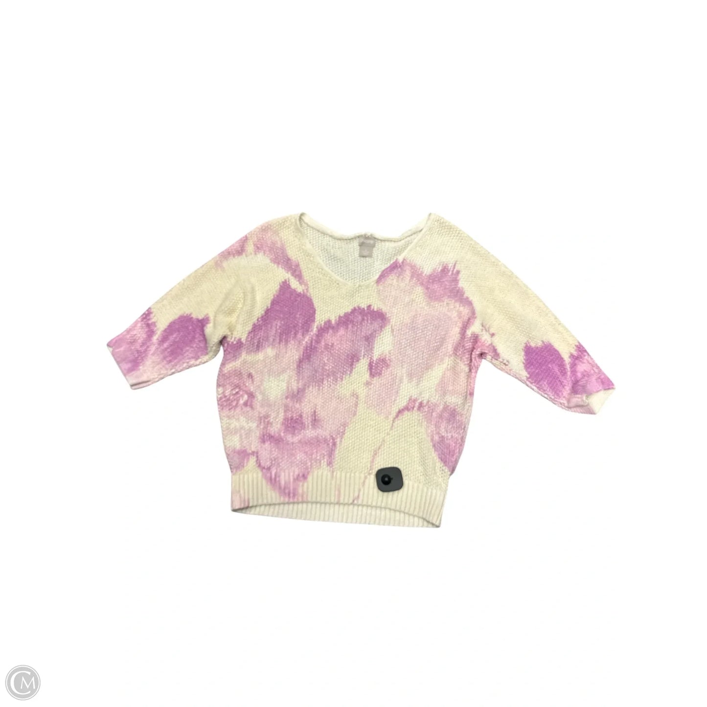 Sweater By Chicos In Purple & White, Size: M