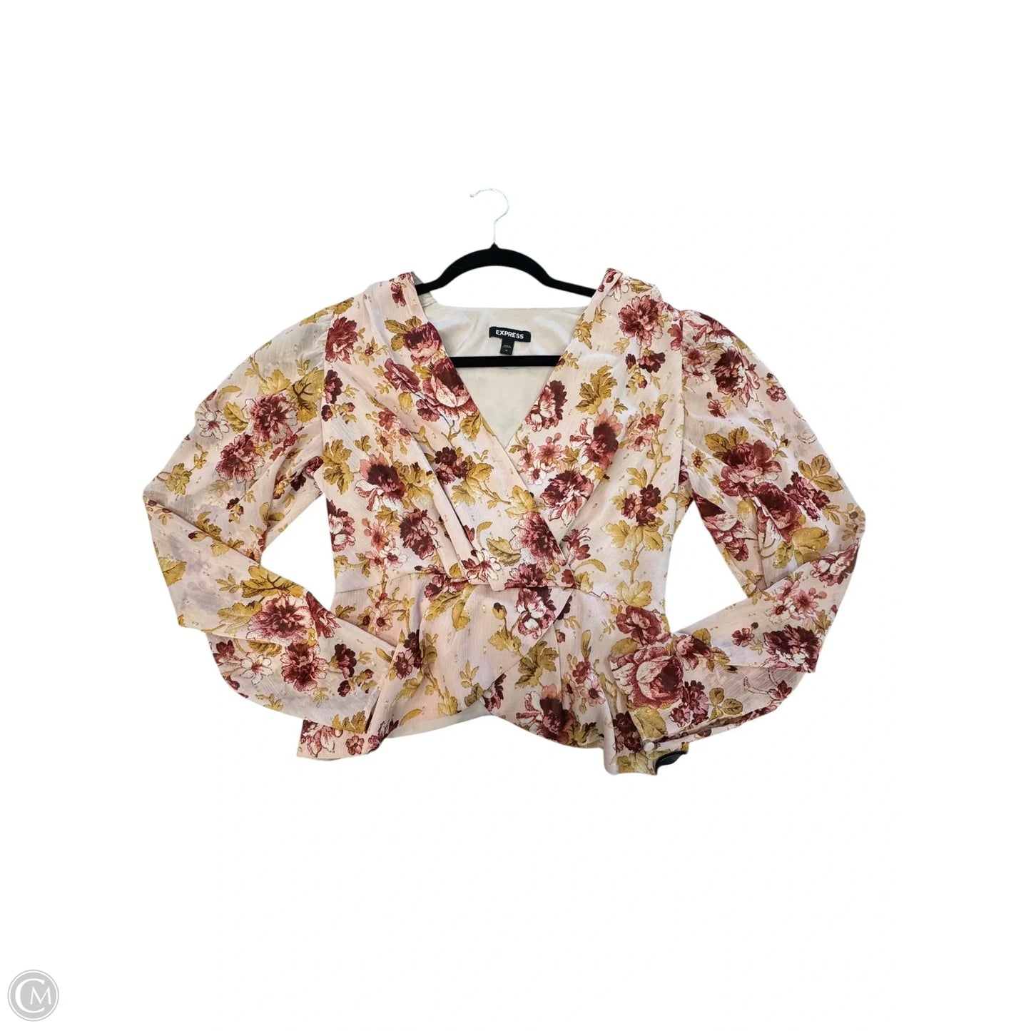 Top Long Sleeve By Express In Floral Print, Size: M