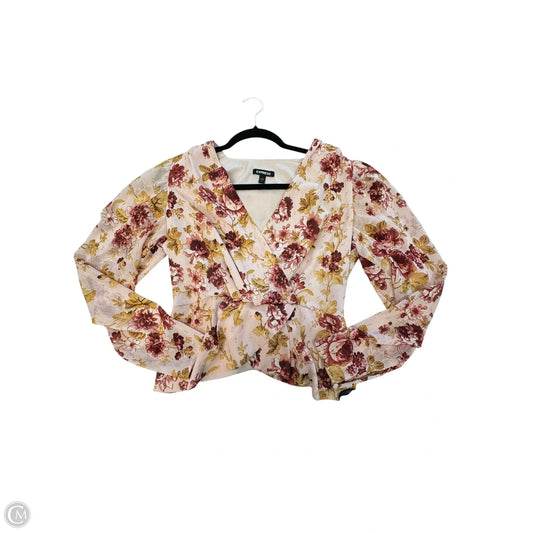 Top Long Sleeve By Express In Floral Print, Size: M