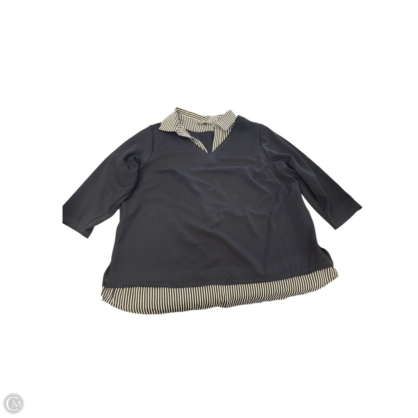 Top 3/4 Sleeve By Adrianna Papell In Navy, Size: 1x