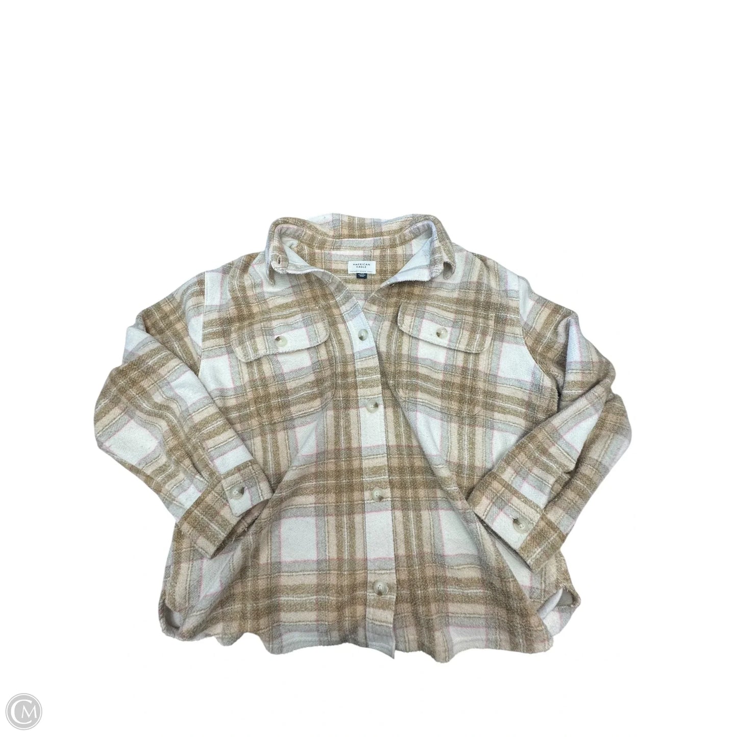 Jacket Shirt By American Eagle In Plaid Pattern, Size: L