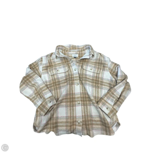Jacket Shirt By American Eagle In Plaid Pattern, Size: L