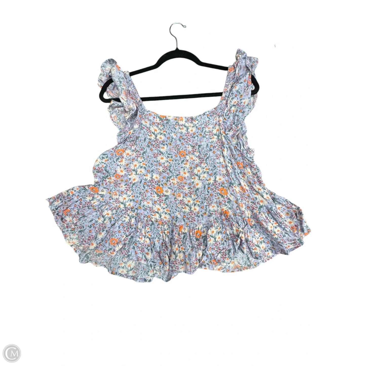 Top Short Sleeve By Lucky Brand In Floral Print, Size: L