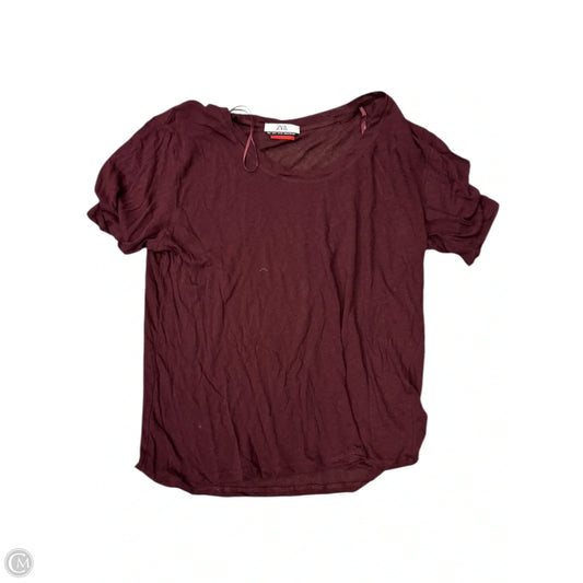 Top Short Sleeve By Zara In Maroon, Size: M