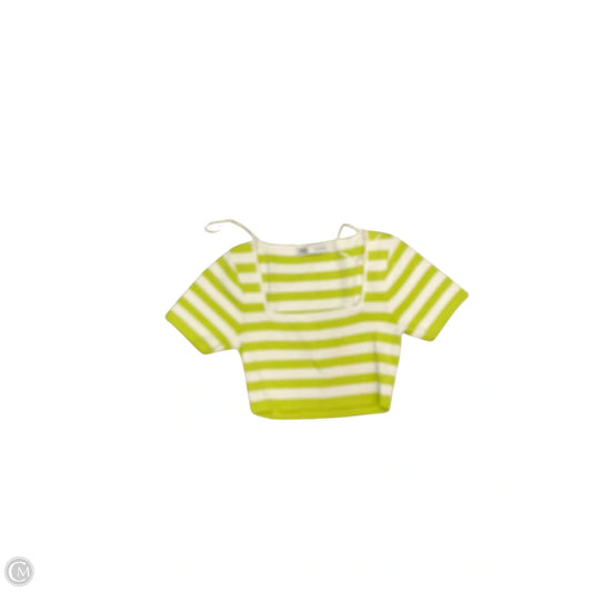 Top Short Sleeve By Zara In Green & White, Size: S