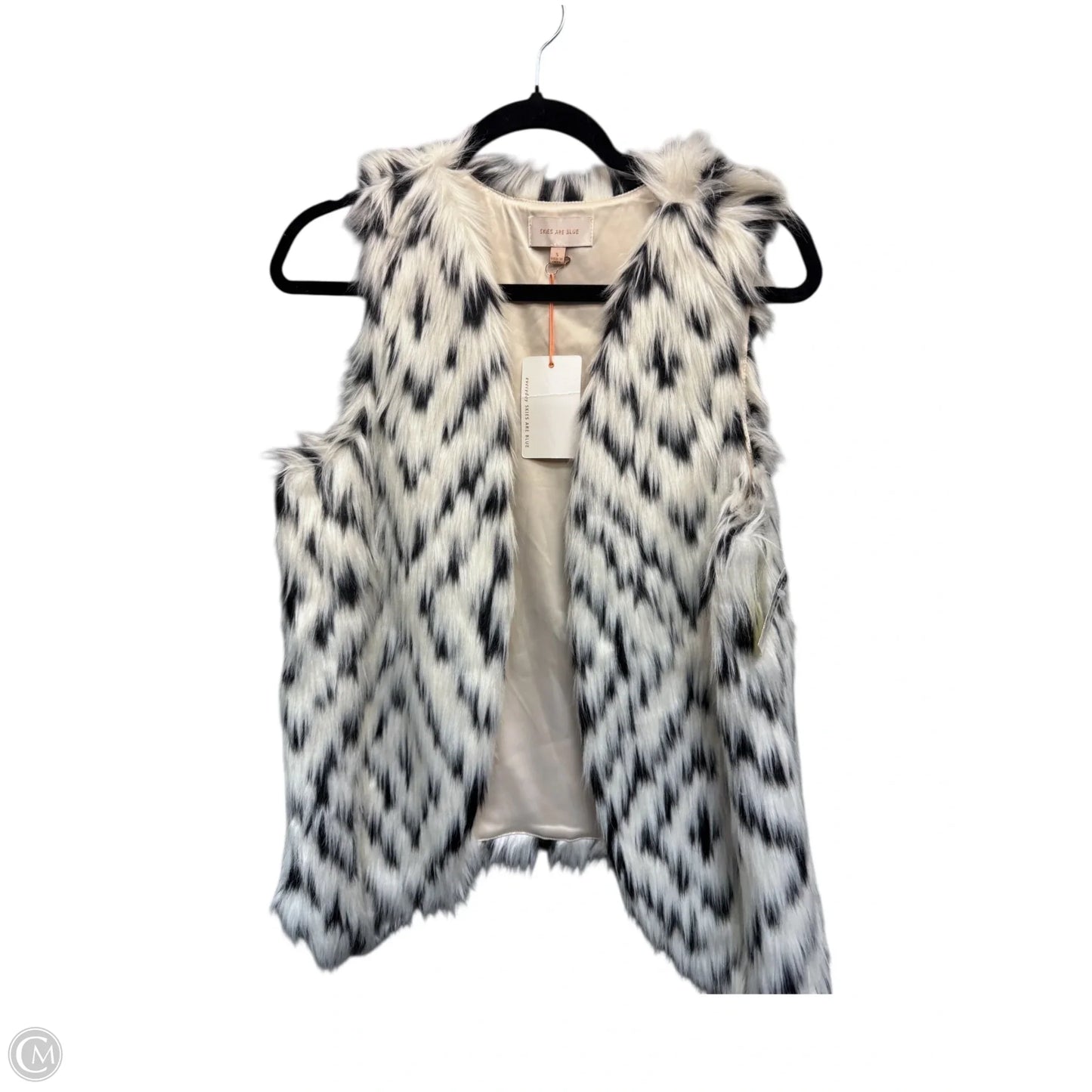 Vest Faux Fur & Sherpa By Skies Are Blue In Black & White, Size: S