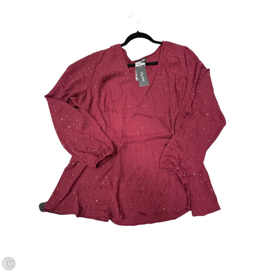 Top Long Sleeve By City Chic In Red, Size: 1x