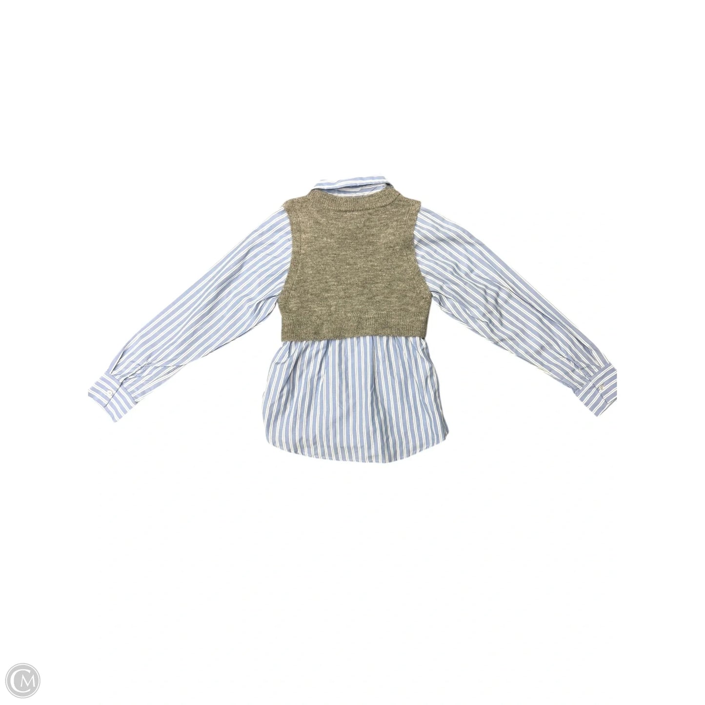 Top Long Sleeve By Maeve In Blue & Grey, Size: Xs