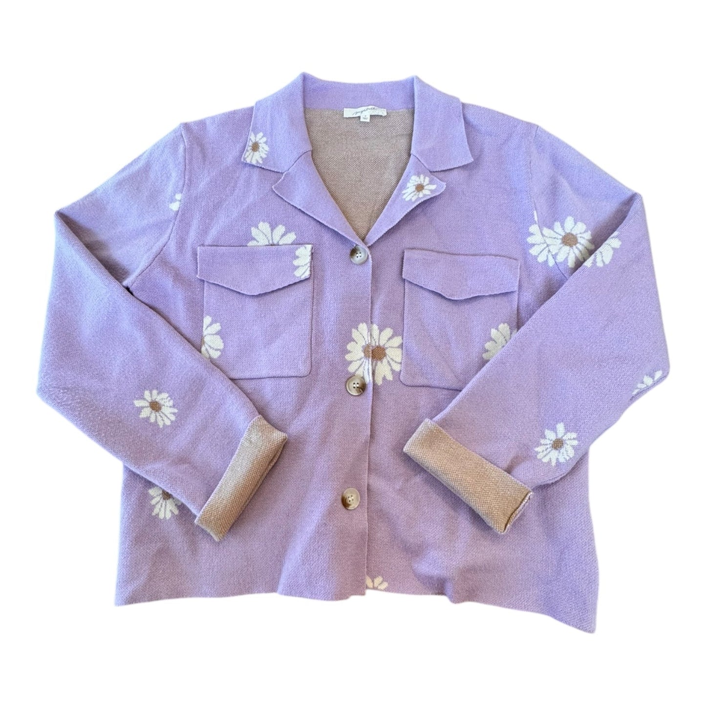 Sweater Cardigan By Mystree In Purple, Size:M