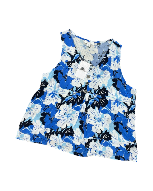 Top Sleeveless By Coral Bay In Blue & White, Size:L