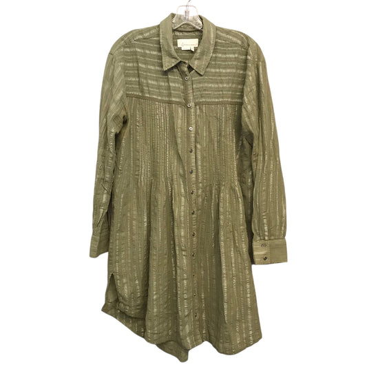 Dress Casual Short By Anthropologie In Green & Silver, Size:M