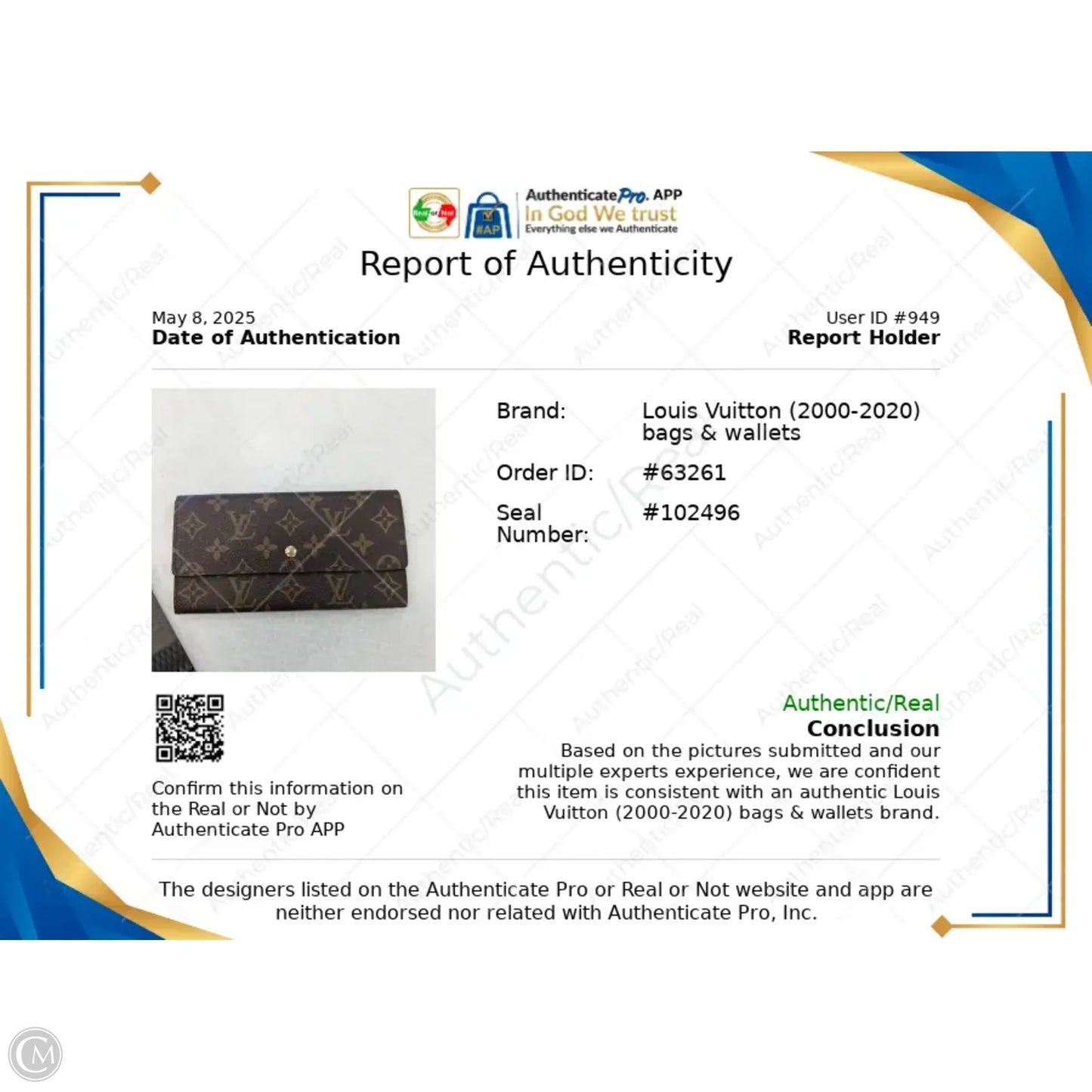 Wallet Luxury Designer By Louis Vuitton, Size: Large
