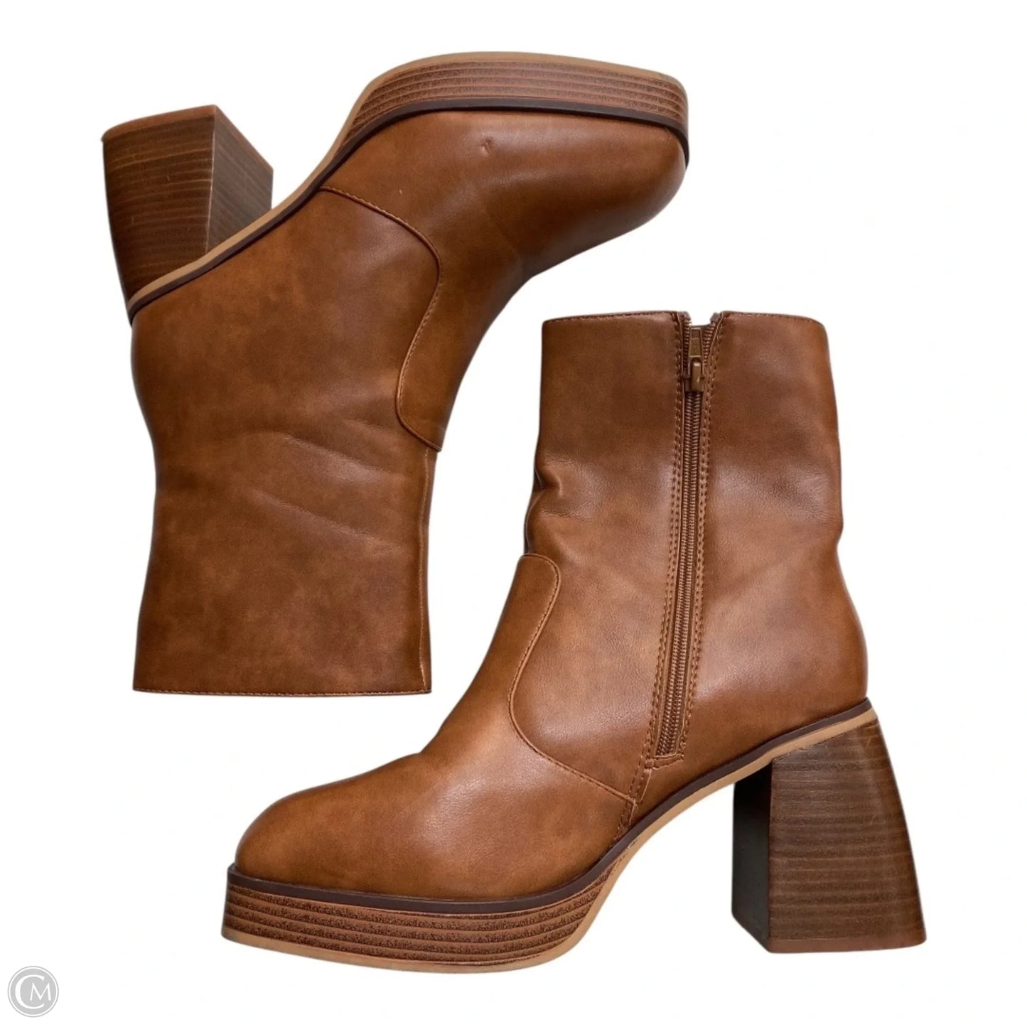 Boots Ankle Heels By Maurices In Brown, Size: 10