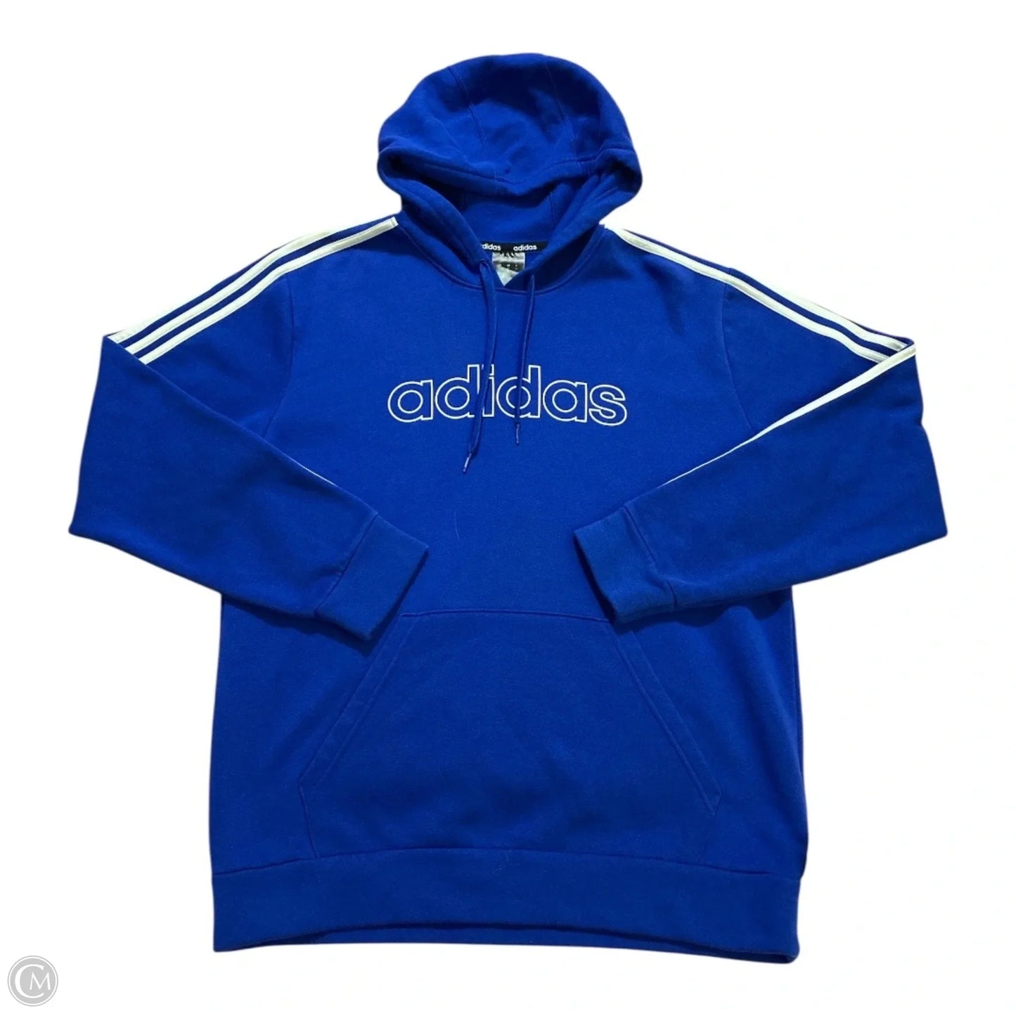 Athletic Sweatshirt Hoodie By Adidas In Blue & White, Size: M