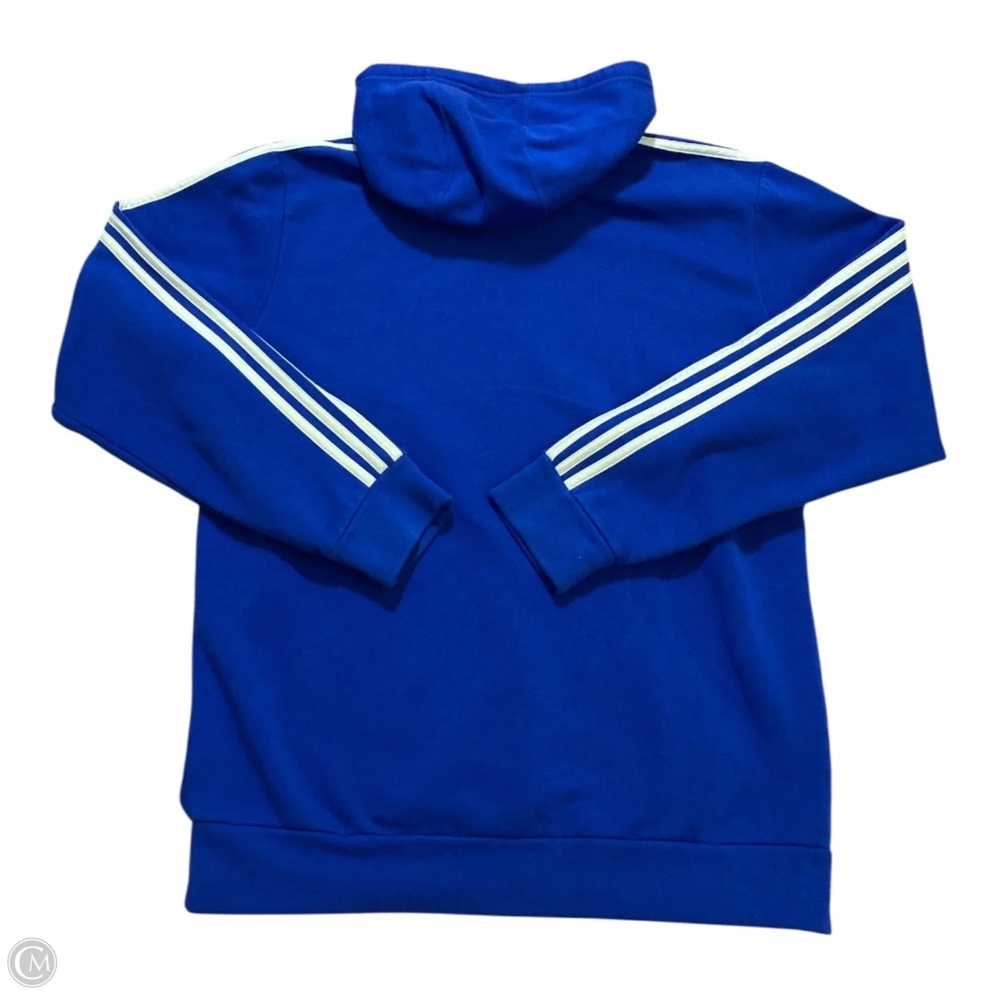 Athletic Sweatshirt Hoodie By Adidas In Blue & White, Size: M
