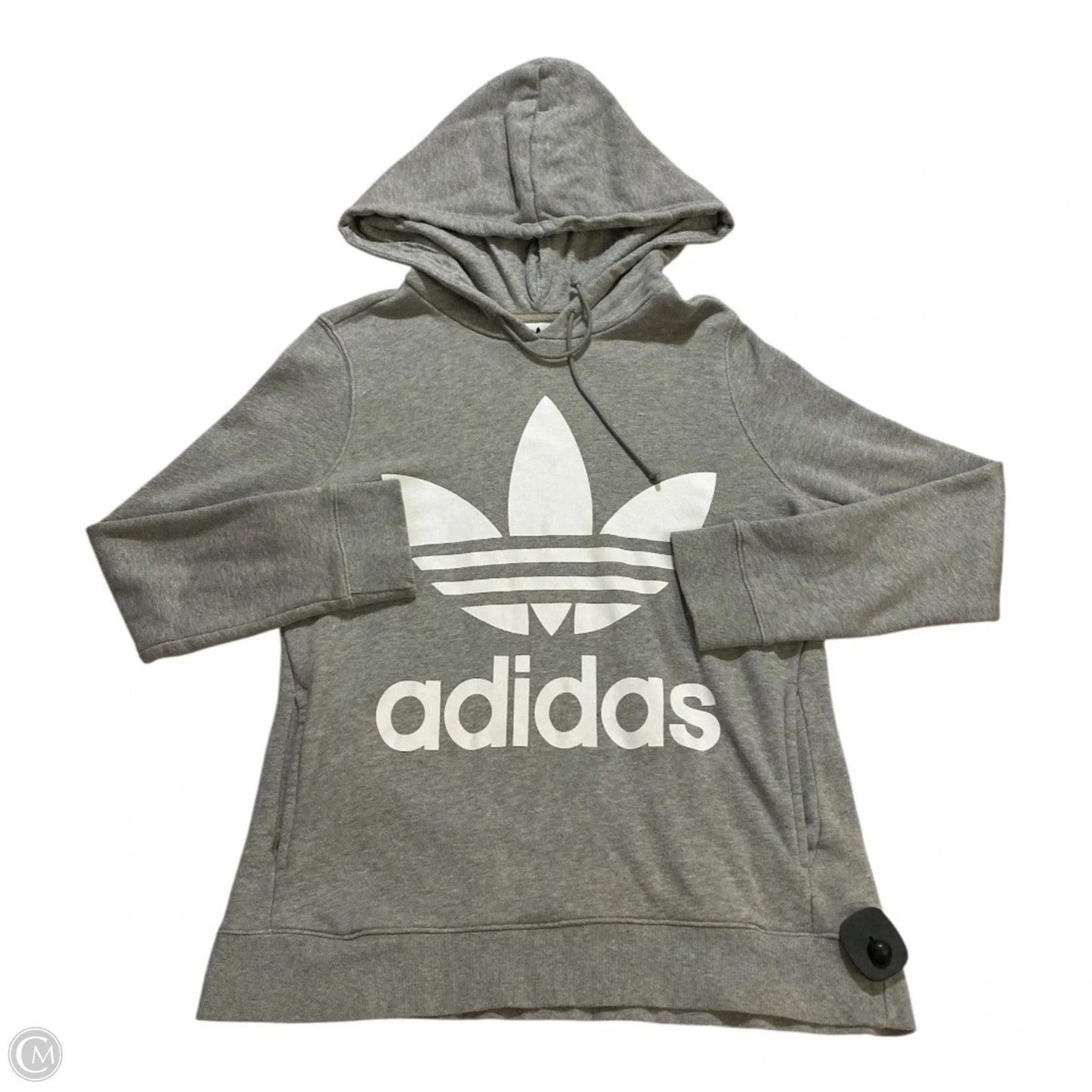Athletic Sweatshirt Hoodie By Adidas In Grey, Size: M