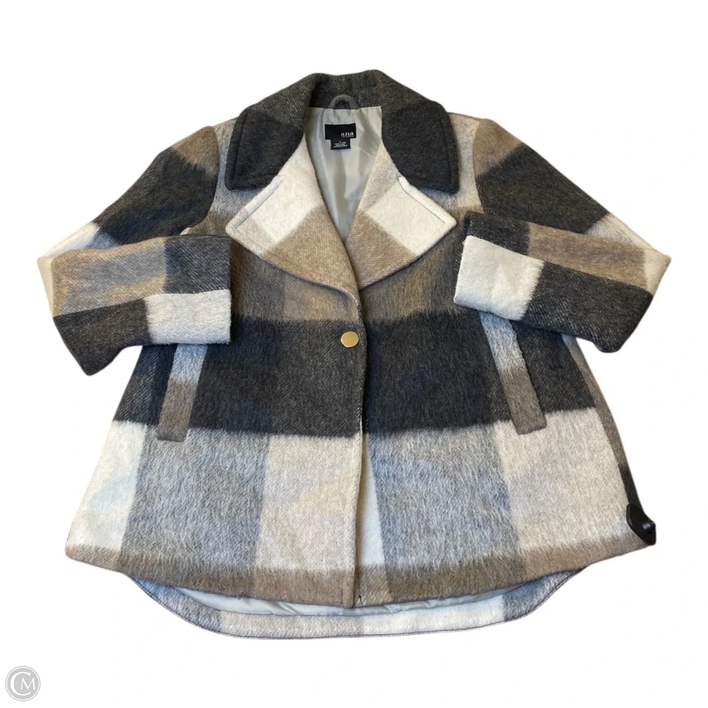 Coat Peacoat By Ana In Plaid Pattern, Size: L