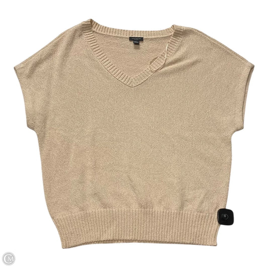 Sweater Short Sleeve By Ann Taylor In Tan & White, Size: L