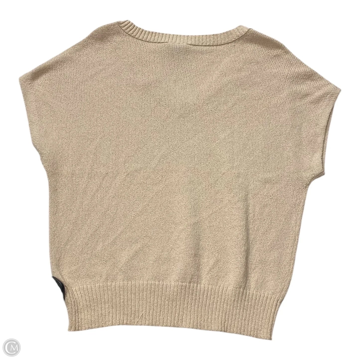 Sweater Short Sleeve By Ann Taylor In Tan & White, Size: L