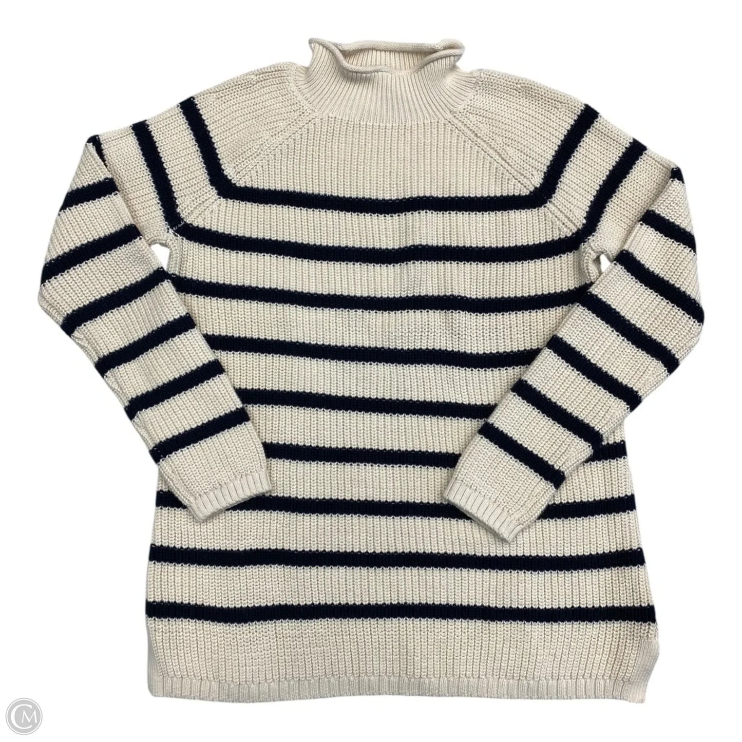 Sweater By Talbots In Blue & Cream, Size: M