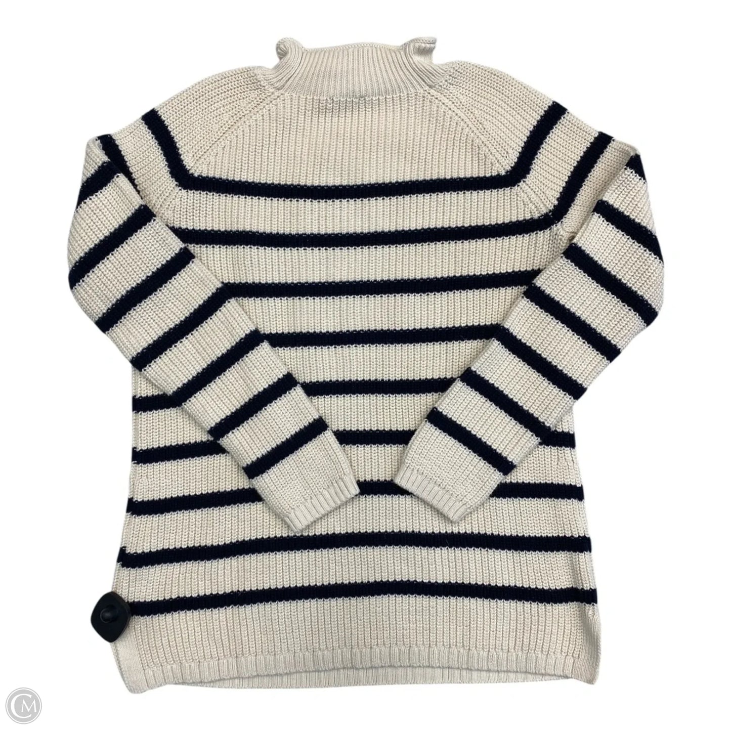 Sweater By Talbots In Blue & Cream, Size: M