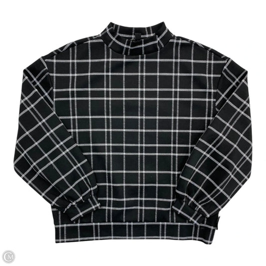 Top Long Sleeve By Ann Taylor In Black & Grey, Size: M