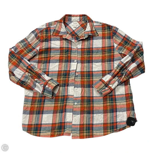 Top Long Sleeve By J. Crew In Plaid Pattern, Size: M