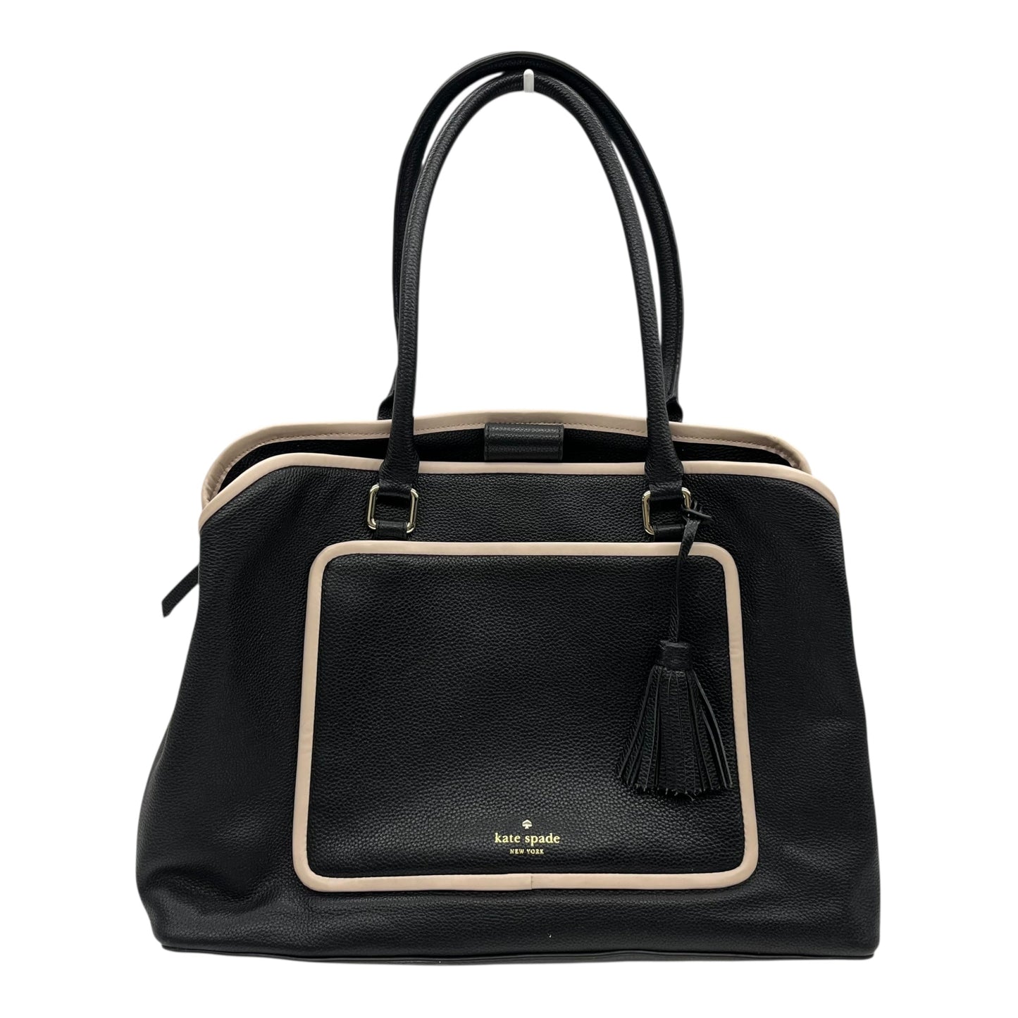 Handbag Designer By Kate Spade In Black & Tan, Size:Large