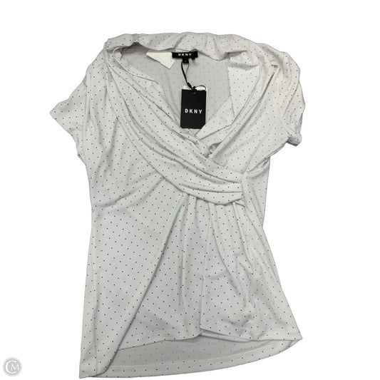 Blouse Short Sleeve By Dkny In Polkadot Pattern, Size: L