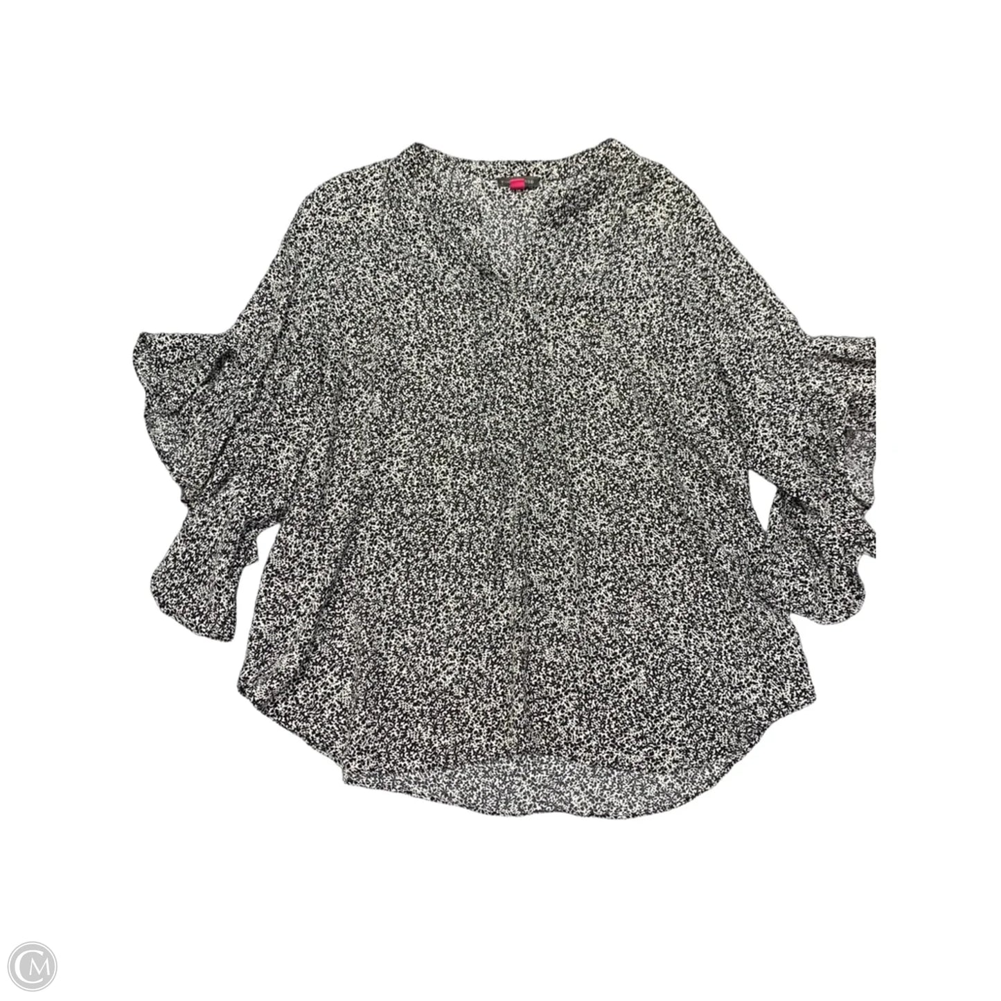 Blouse Short Sleeve By Vince Camuto In Black & Cream, Size: Xl