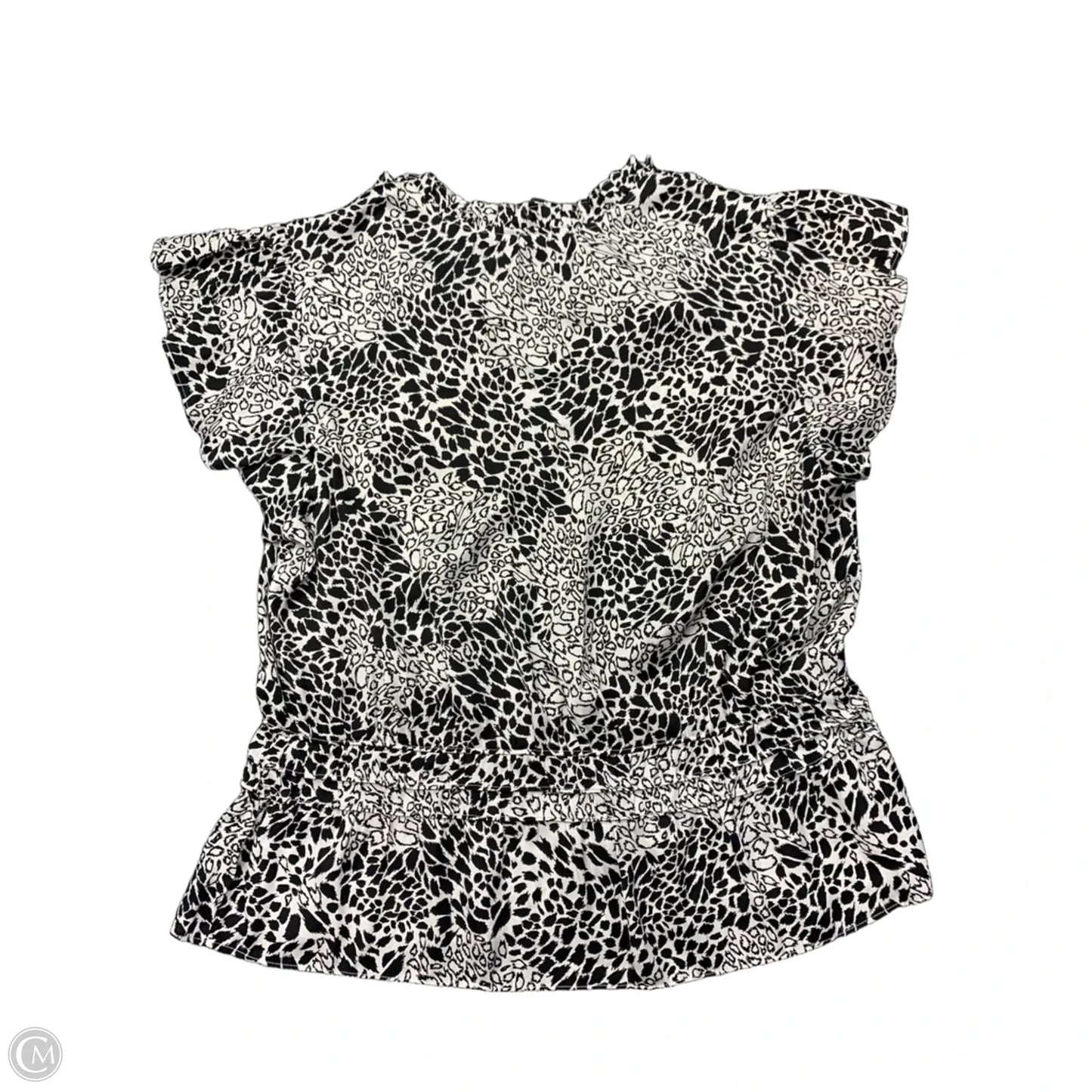Blouse Short Sleeve By White House Black Market In Black & Cream, Size: Xl