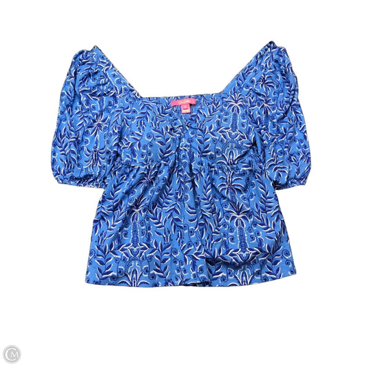 Top Short Sleeve Designer By Lilly Pulitzer In Blue, Size: S