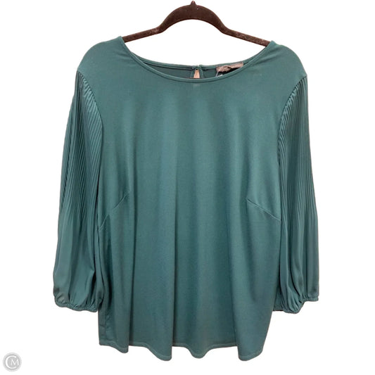 Blouse Long Sleeve By Adrianna Papell In Green, Size: 2x