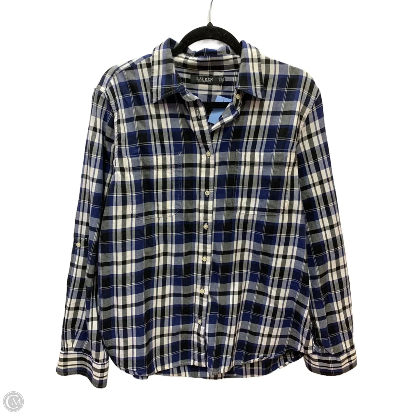 Blouse Long Sleeve By Lauren By Ralph Lauren In Plaid Pattern, Size: Xl