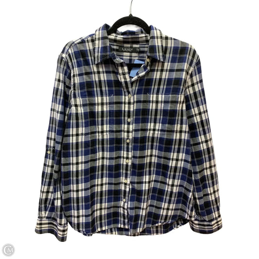 Blouse Long Sleeve By Lauren By Ralph Lauren In Plaid Pattern, Size: Xl