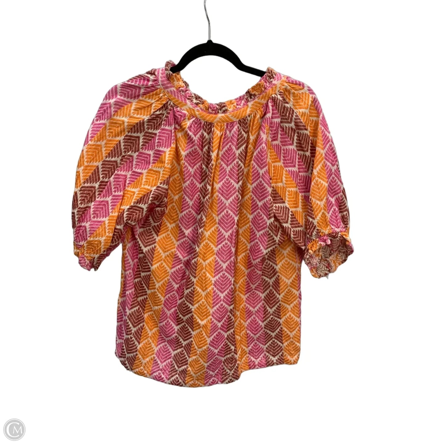 Blouse Short Sleeve By Ivy Jane In Orange & Pink, Size: L