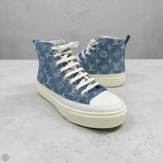Shoes Luxury Designer By Louis Vuitton In Blue Denim, Size: 8.5