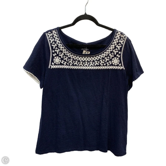 Top Short Sleeve By Talbots In Navy, Size: 1x