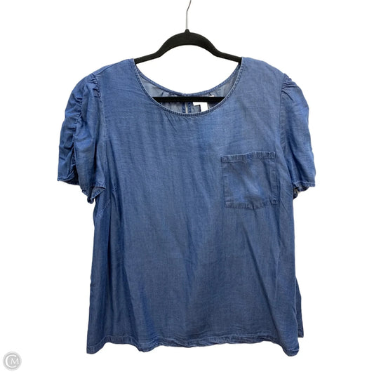 Top Short Sleeve By Lc Lauren Conrad In Blue Denim, Size: 1x
