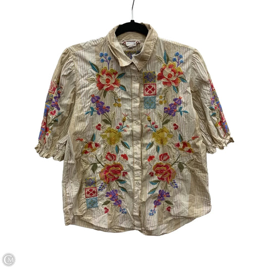 Blouse Short Sleeve By Johnny Was In Floral Print, Size: S