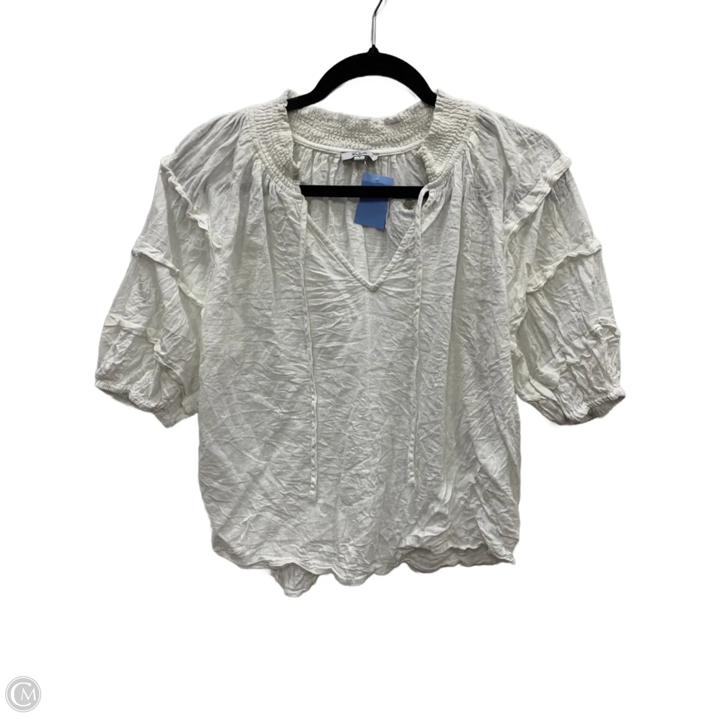 Blouse Short Sleeve By Rails In White, Size: S