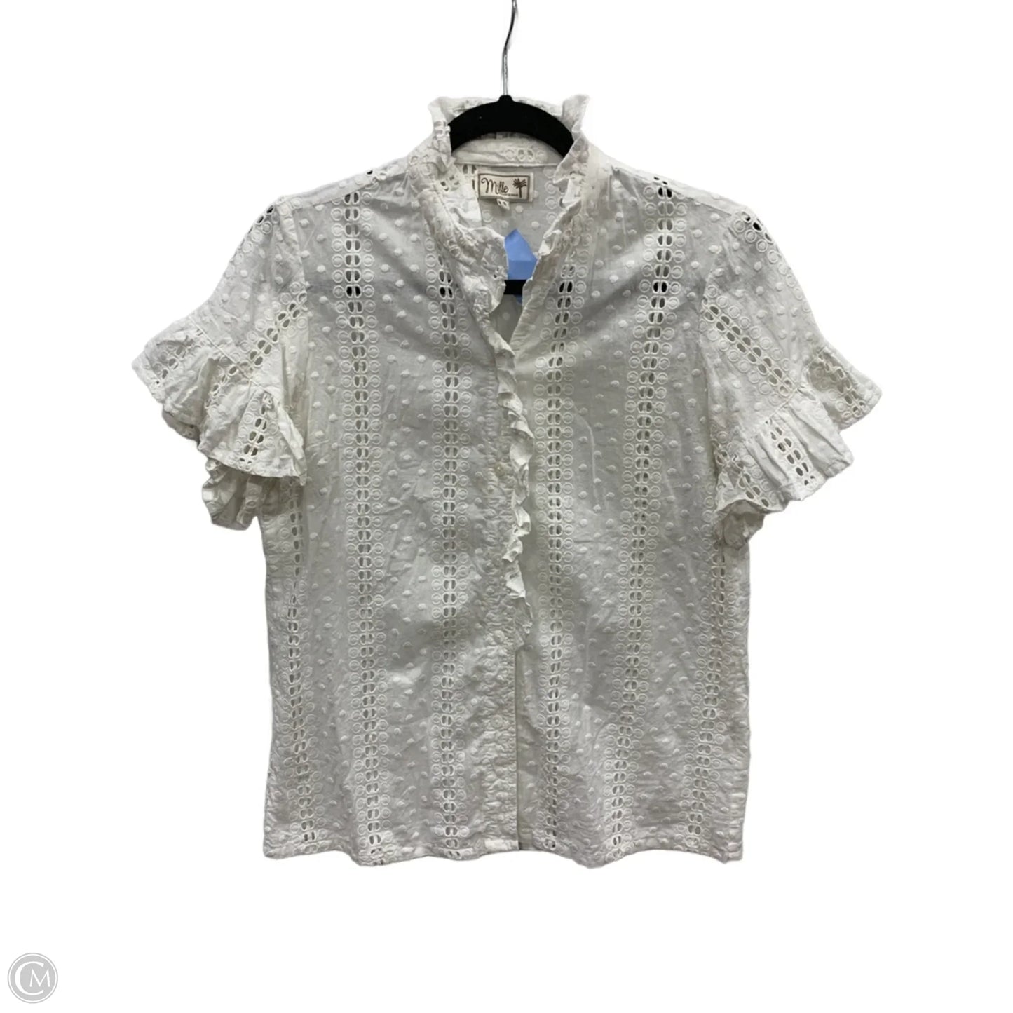 Blouse Short Sleeve By Clothes Mentor In White, Size: S