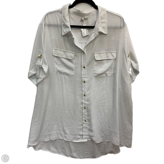 Top Short Sleeve By Cato In White, Size: 26