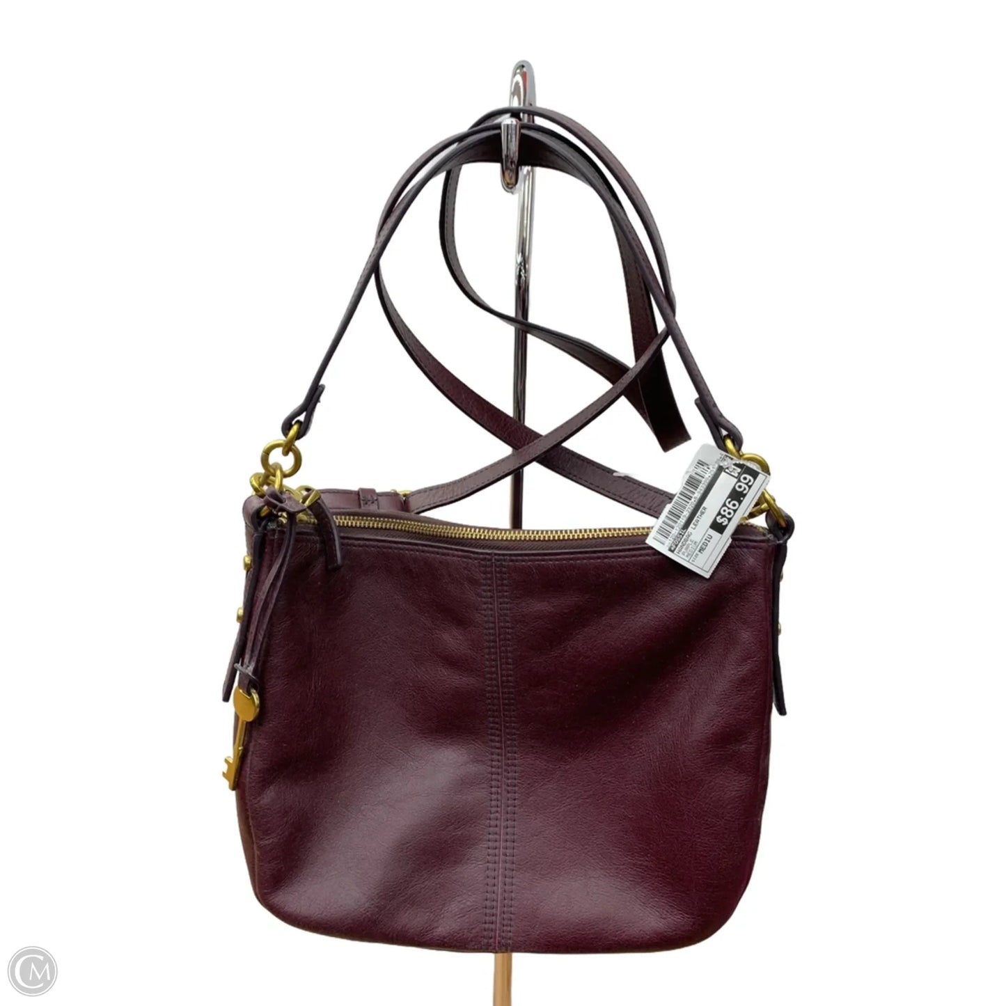 Handbag Leather By Fossil, Size: Medium