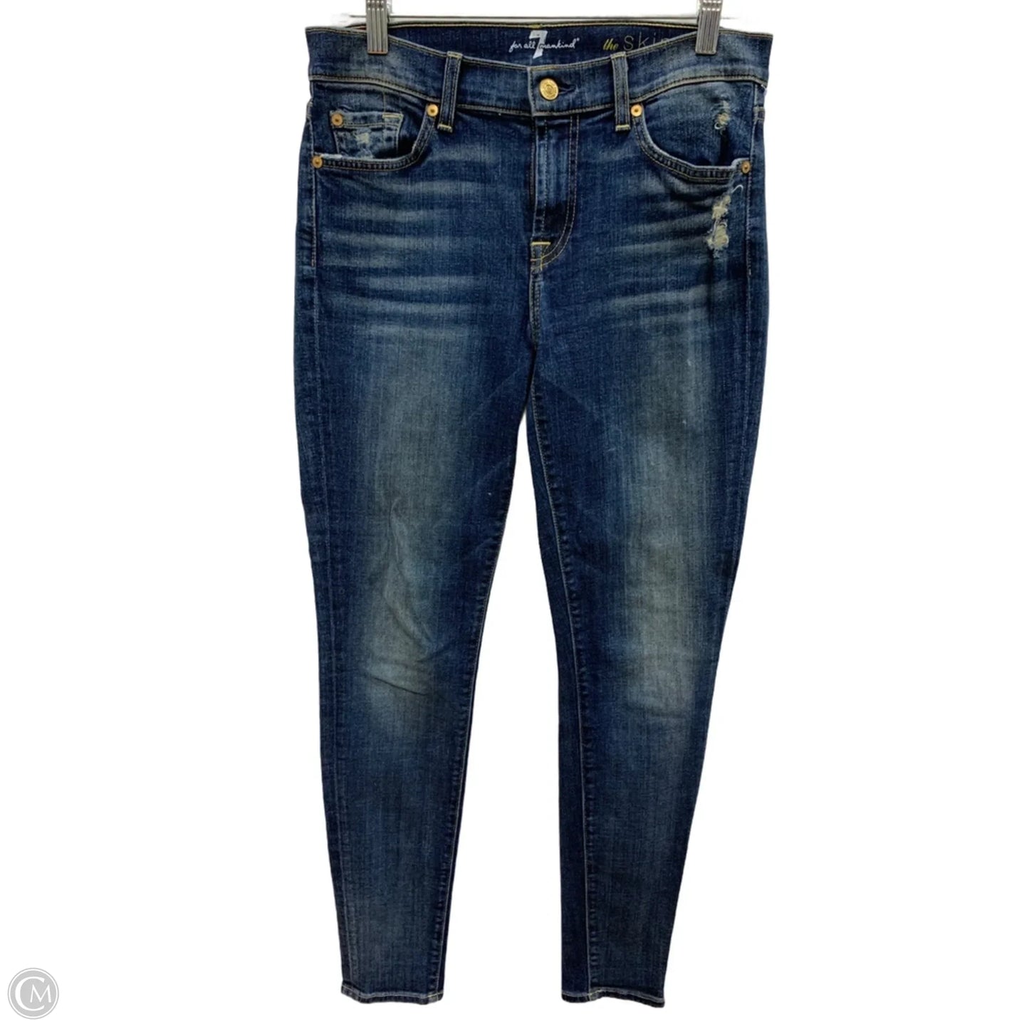 Jeans Skinny By 7 For All Mankind In Blue Denim, Size: 8