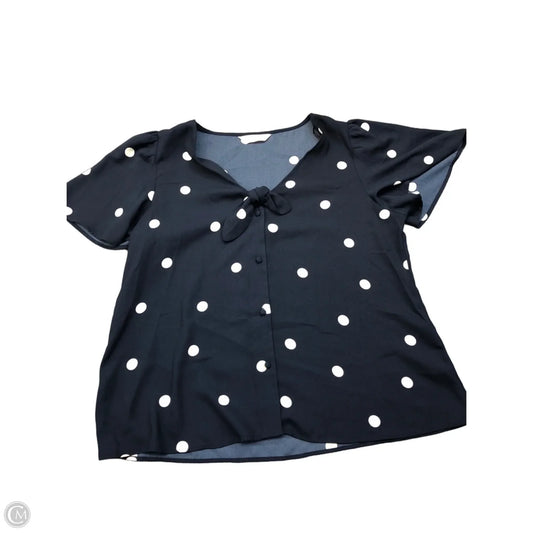 Blouse Short Sleeve By Lc Lauren Conrad In Polkadot Pattern, Size: L